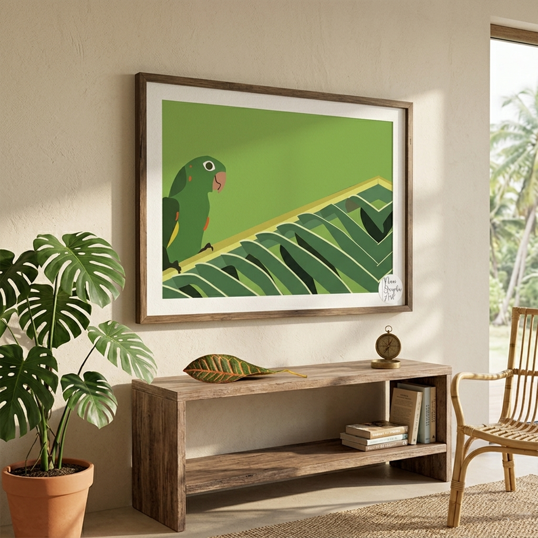 Poster Ilustrado Loro Margariteño – Fauna de Venezuela / Arte Costero