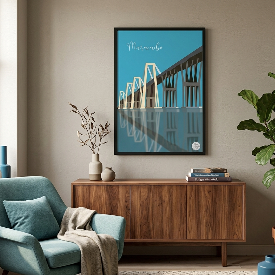 Póster del Puente sobre el Lago de Maracaibo | Lámina de Arte Moderno