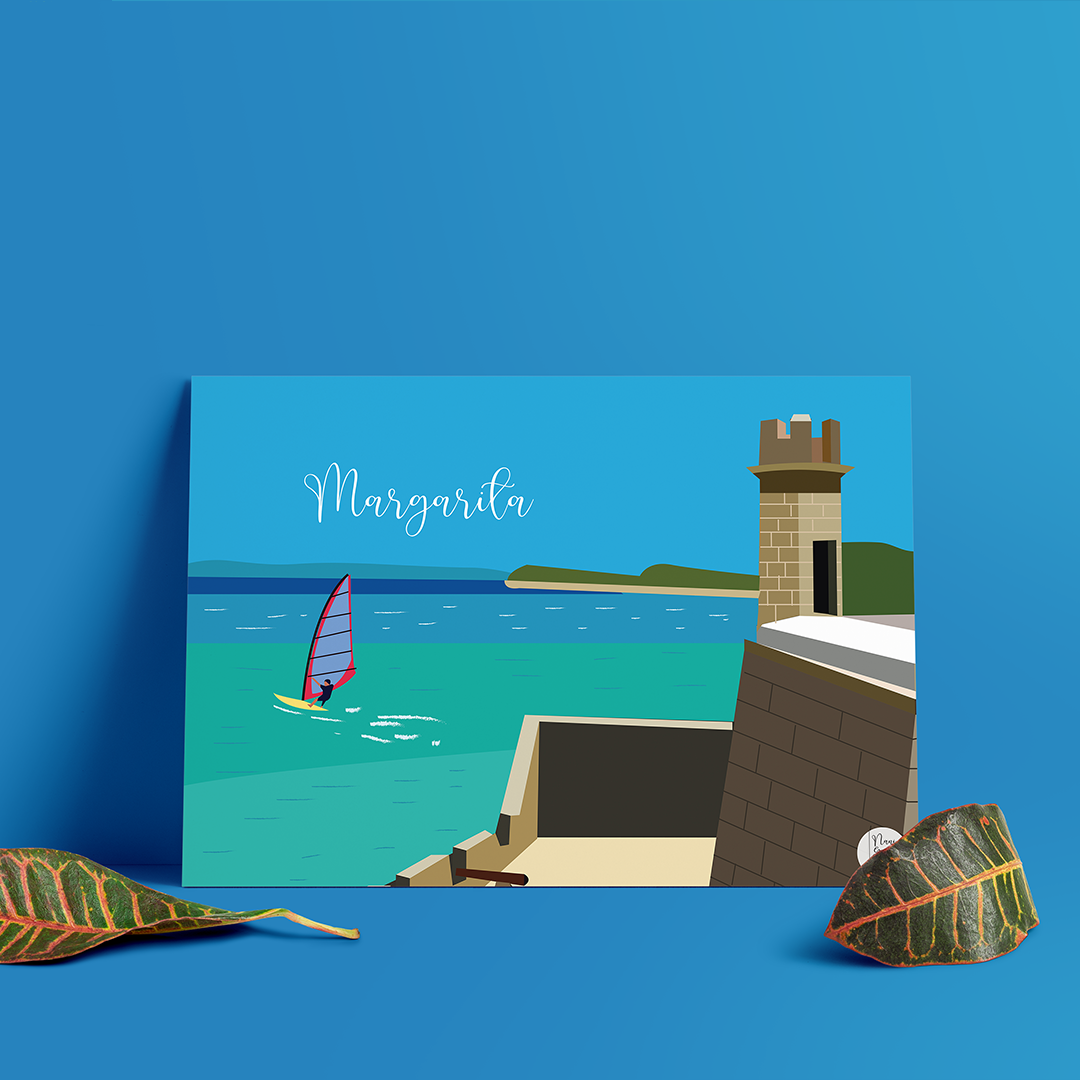 Poster Ilustrado Pampatar, Isla de Margarita - Arte Vintage de Venezuela en Papel Glasé
