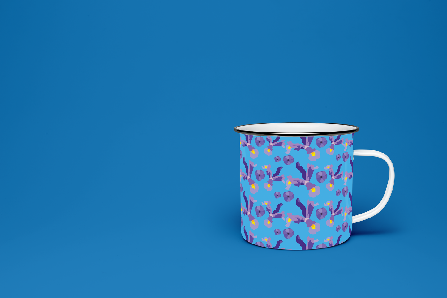 Taza de Peltre Orquideas Fondo Azul
