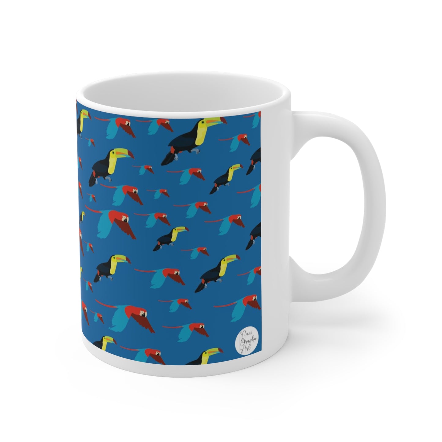 Pattern Guacamayas y Tucanes azul Ceramic Mug 11oz