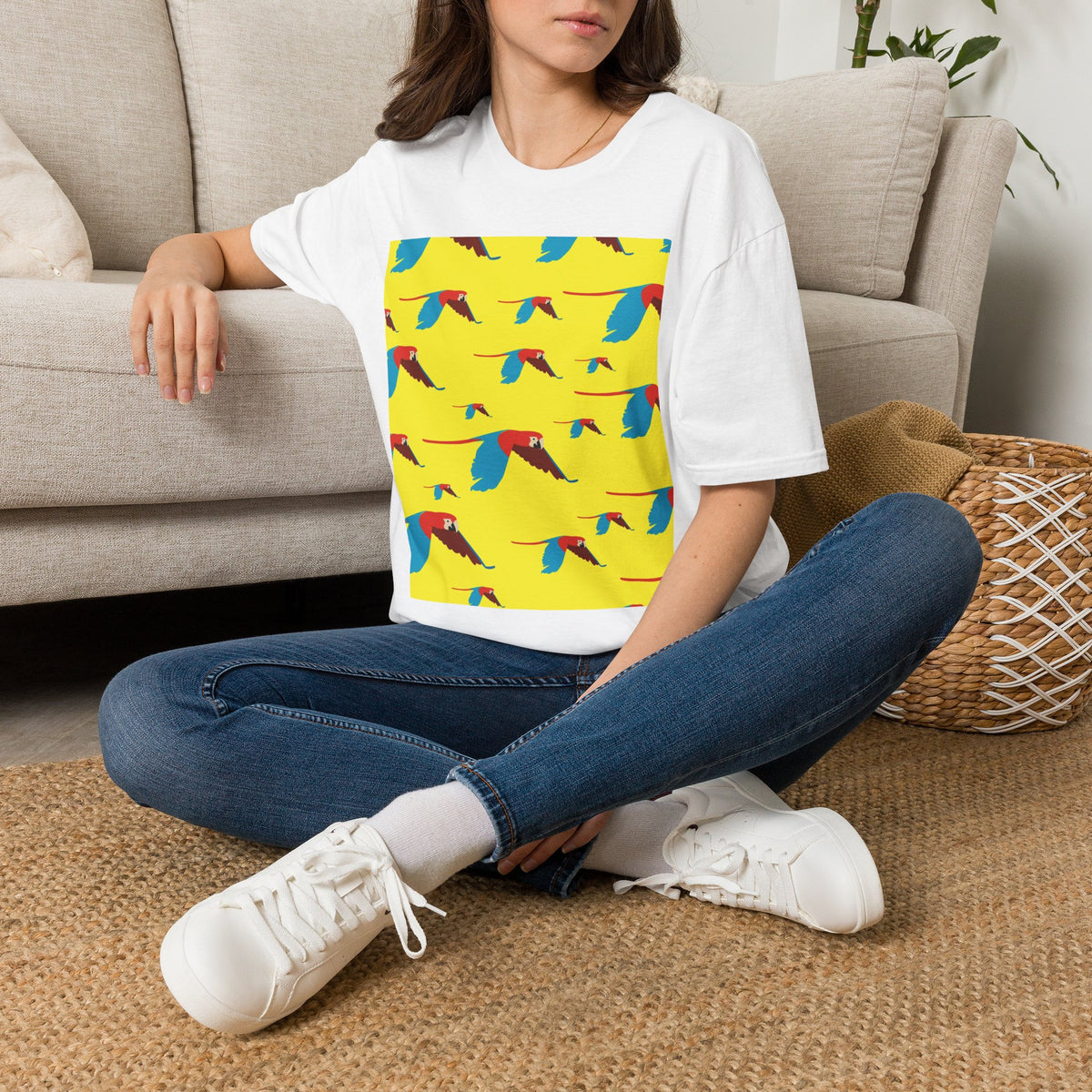 Macaw Pattern T-Shirt | Tropical Bird Graphic Tee