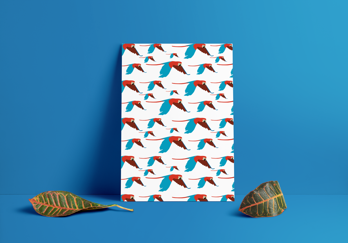Poster Tropical Guacamayas | Colección Aves - Fondo Blanco