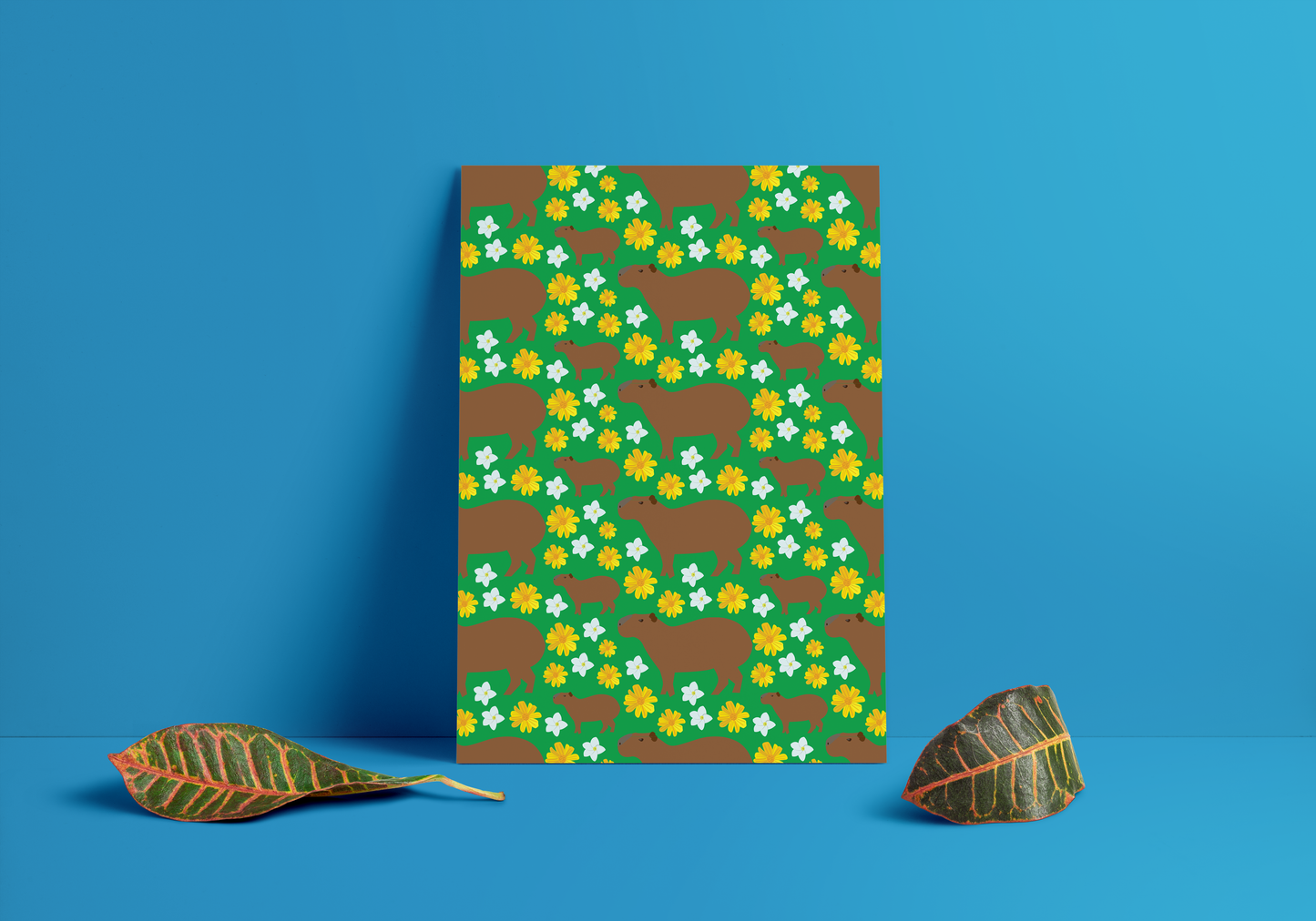 Poster del Chigüire con Flores | Arte Decorativo Venezolano