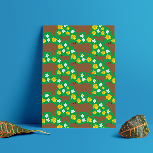 Poster del Chigüire con Flores | Arte Decorativo Venezolano