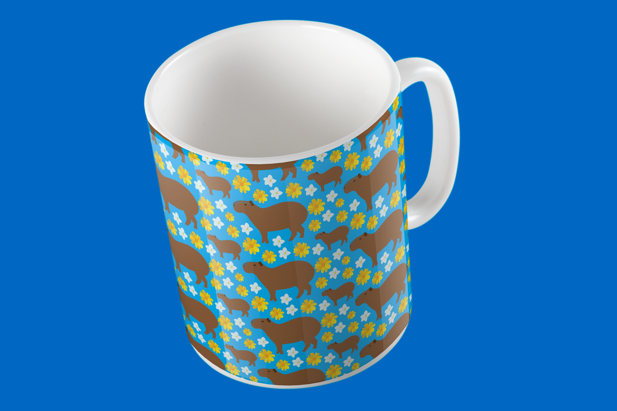 Taza de Cerámica Chigüire con Flores | Regalo Personalizado Único