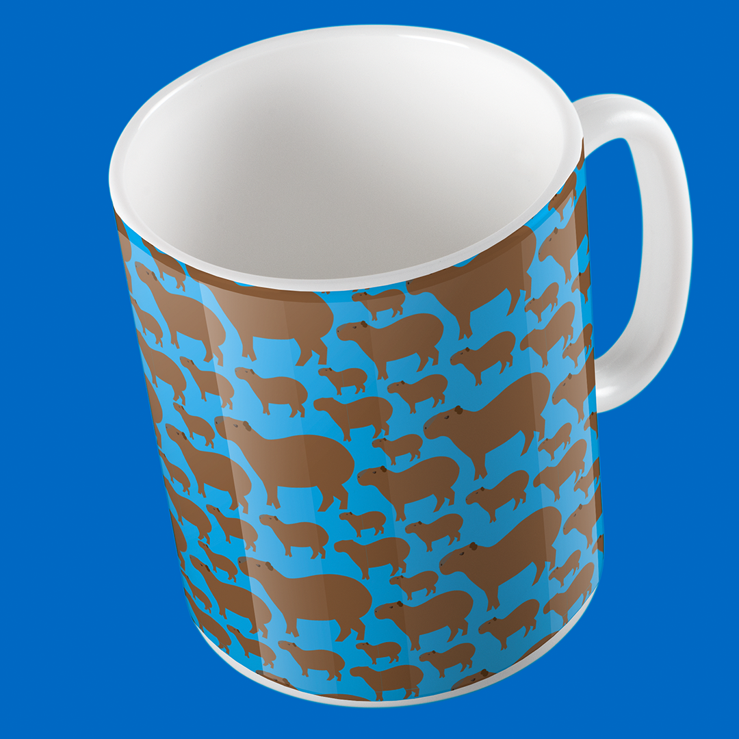 Taza de Cerámica Chigüire Azul | Diseño Venezolano | NaniGraphicart
