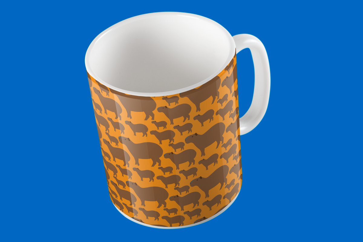 Taza de Cerámica Chigüire Naranja | Diseño Tropical | NaniGraphicart