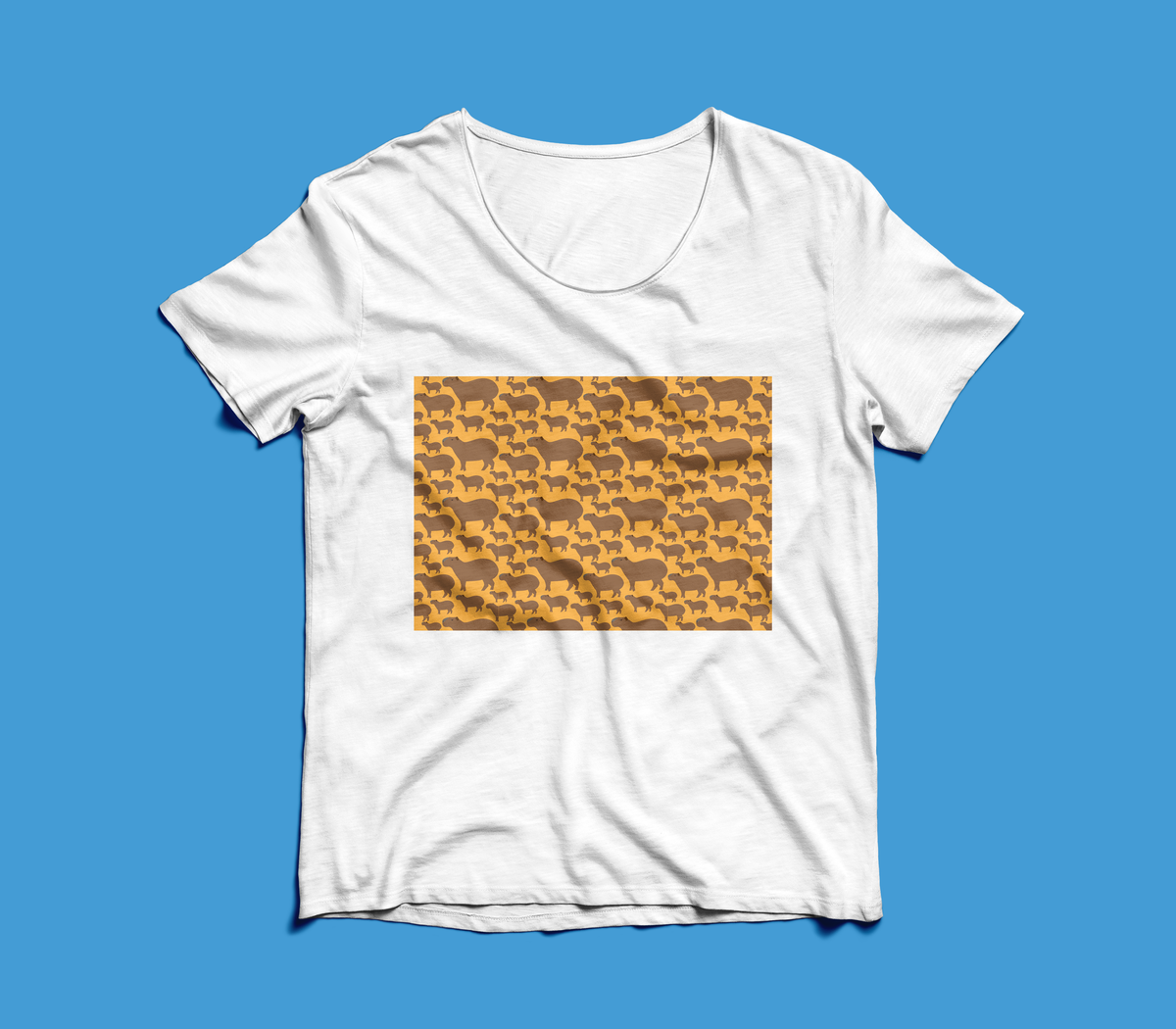 Franela Naranja Estampada Chigüire | Diseño Exclusivo | NaniGraphicart