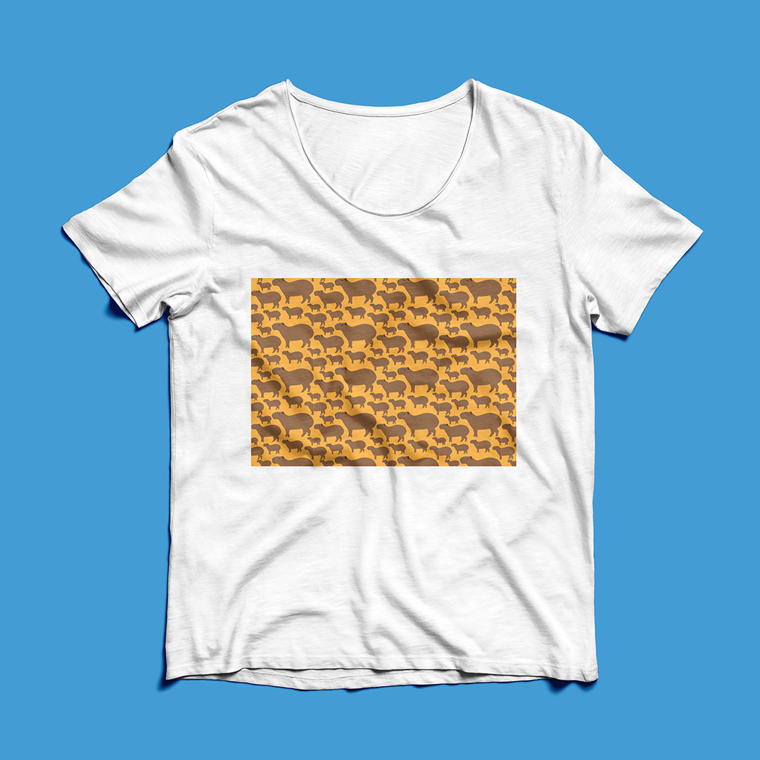 Franela Naranja Estampada Chigüire | Diseño Exclusivo | NaniGraphicart