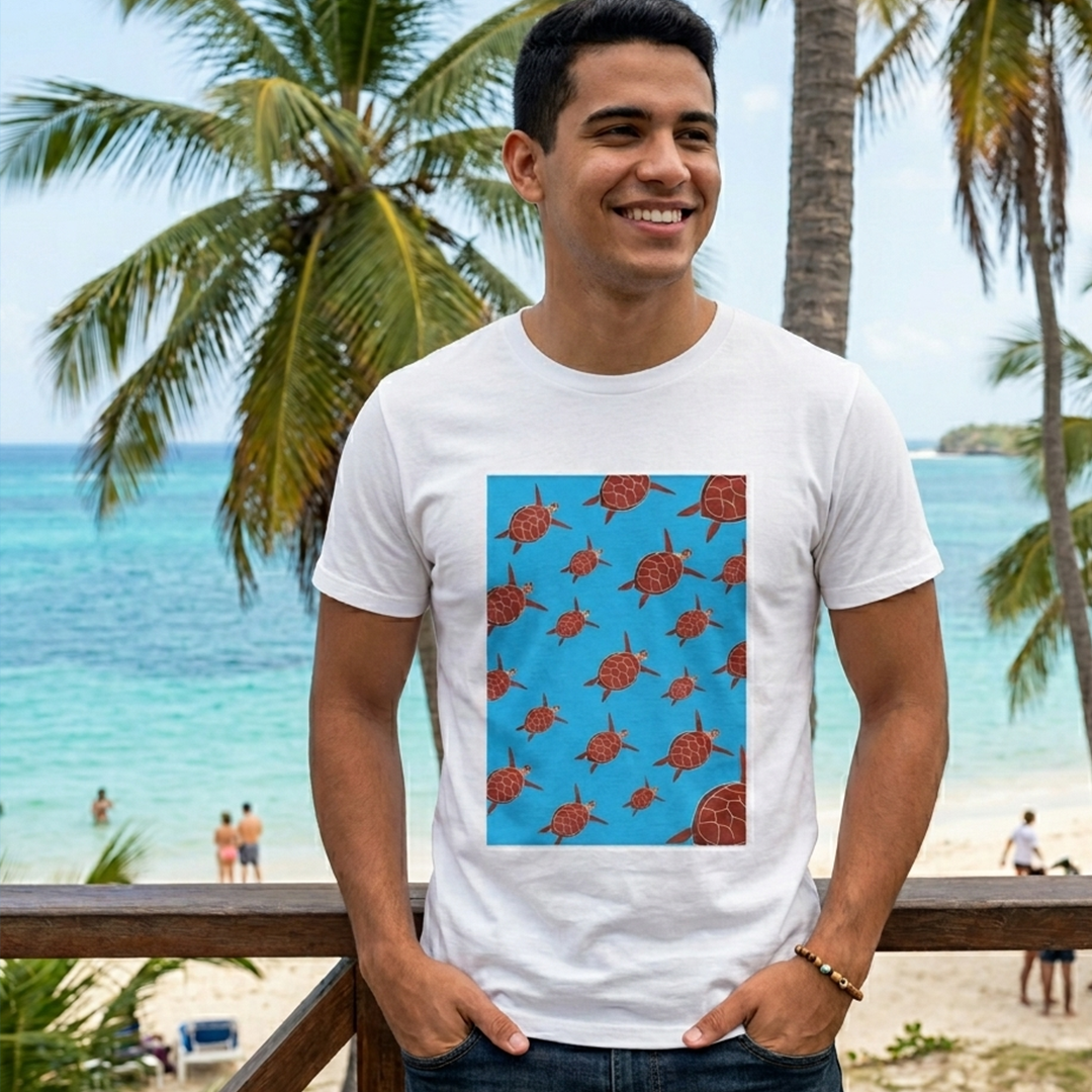 Franela Azul con Ilustración de Tortuga | Diseño Exclusivo | NaniGraphicart