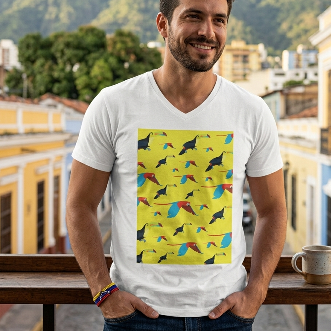 Franela Guacamayas y Tucanes Amarilla | Arte Tropical | NaniGraphicArt