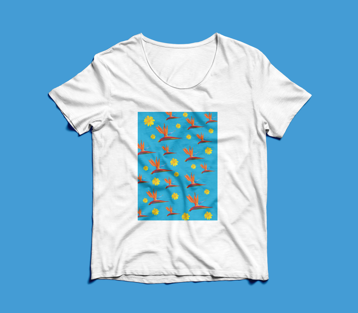 Franela Flores Tropicales Azul | Diseño Exclusivo | NaniGraphicart