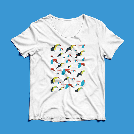 Franela Blanca Guacamayas y Tucanes | Diseño Exclusivo Venezolano