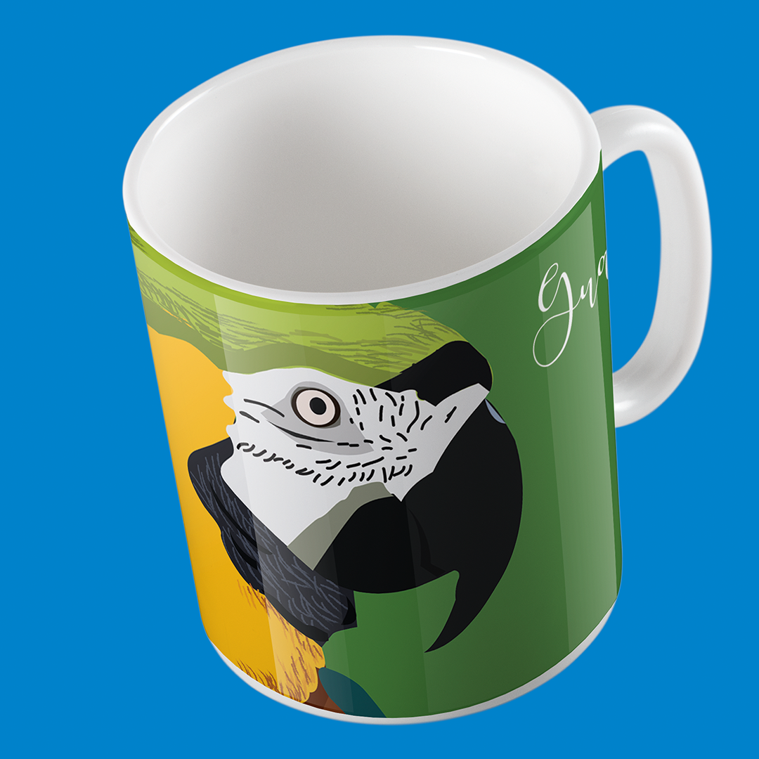 Taza de Cerámica Guacamaya Tropical: Un Toque de Alegría para tus Mañanas