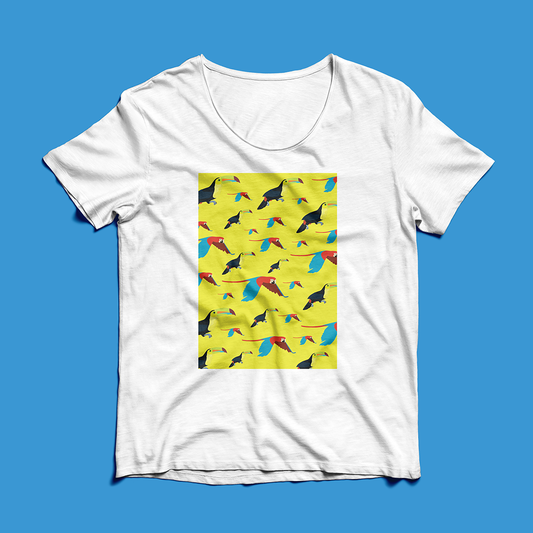 Franela Guacamayas y Tucanes Amarilla | Arte Tropical | NaniGraphicArt