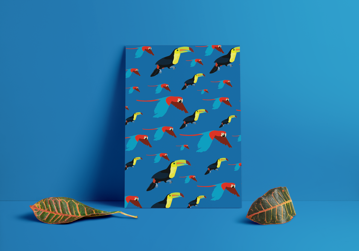 Poster Ilustración Tropical Guacamayas y Tucanes – Diseño de Autor