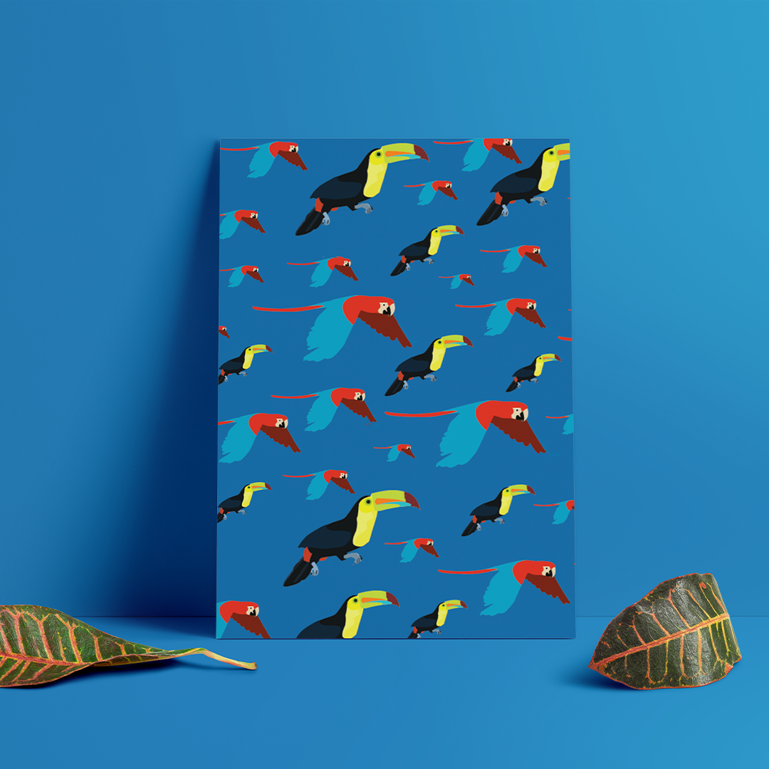 Poster Ilustración Tropical Guacamayas y Tucanes – Diseño de Autor
