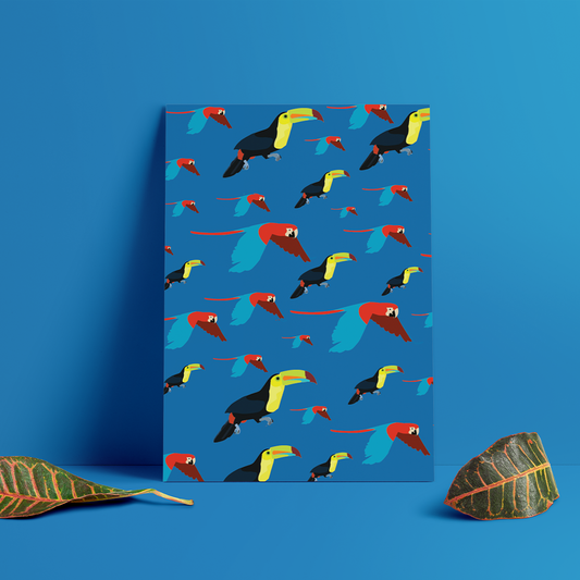 Poster Ilustración Tropical Guacamayas y Tucanes – Diseño de Autor