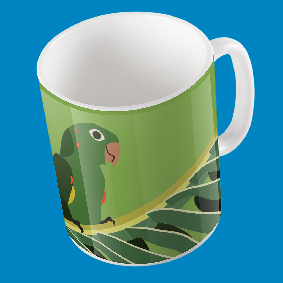 Taza de Cerámica Perico Venezolano 11oz - Diseño de Loro Real Exclusivo