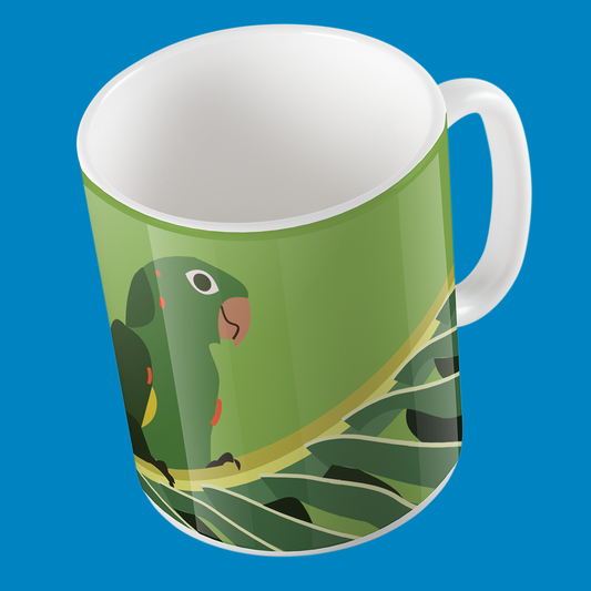 Taza de Cerámica Perico Venezolano 11oz - Diseño de Loro Real Exclusivo