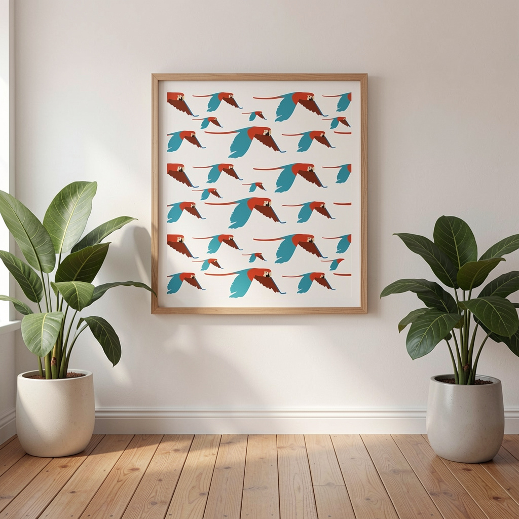 Poster Tropical Guacamayas | Colección Aves - Fondo Blanco