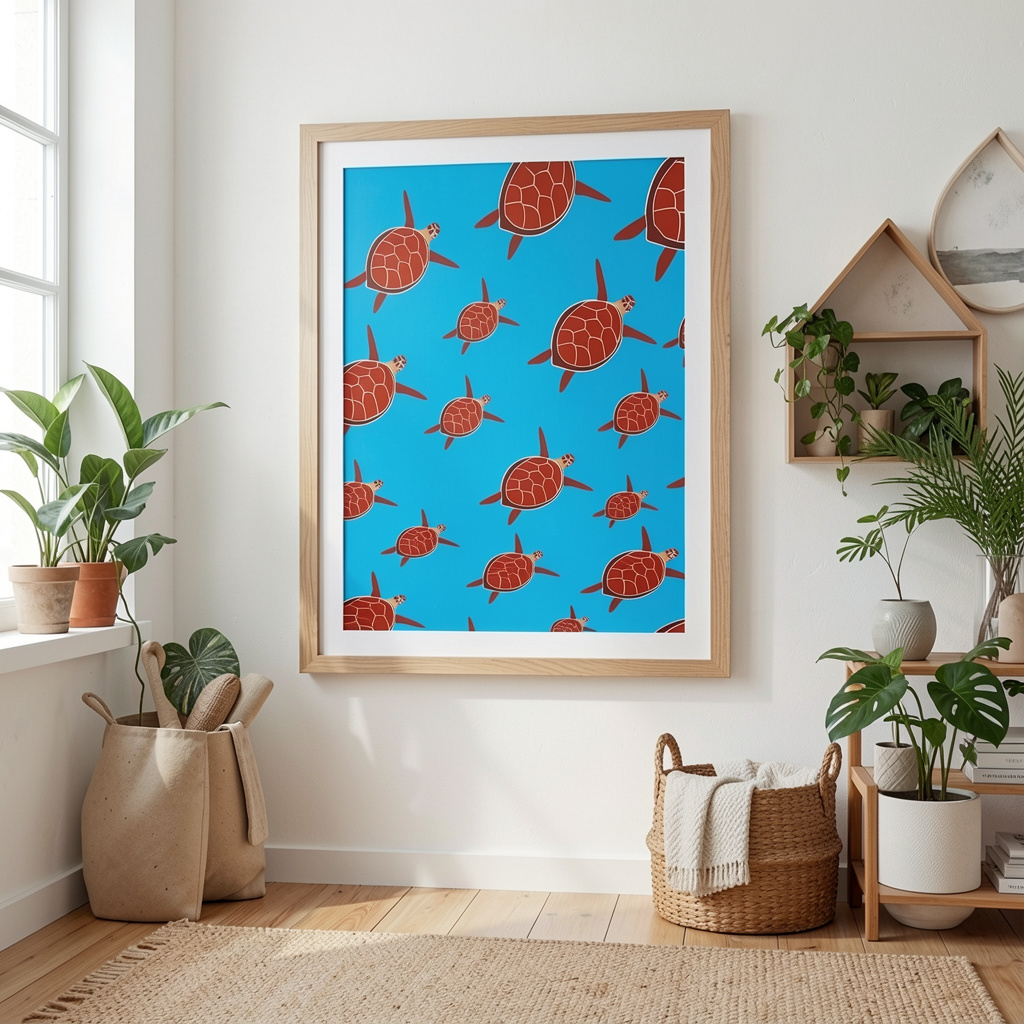 Poster Artístico de Tortuga Carey | Decoración de Fauna Marina