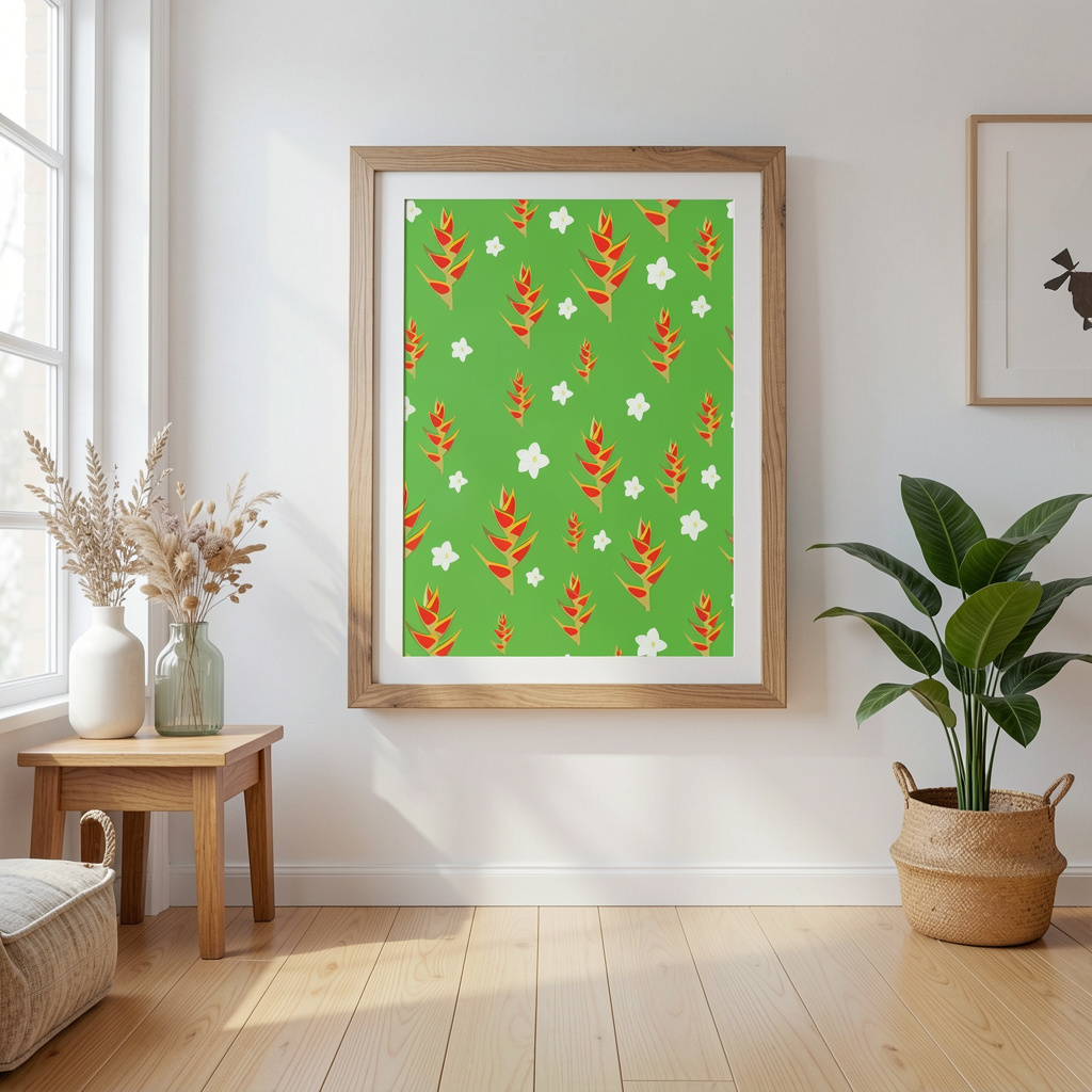 Poster Aves del Paraíso Verde | Decoración Artística de Flora y Fauna