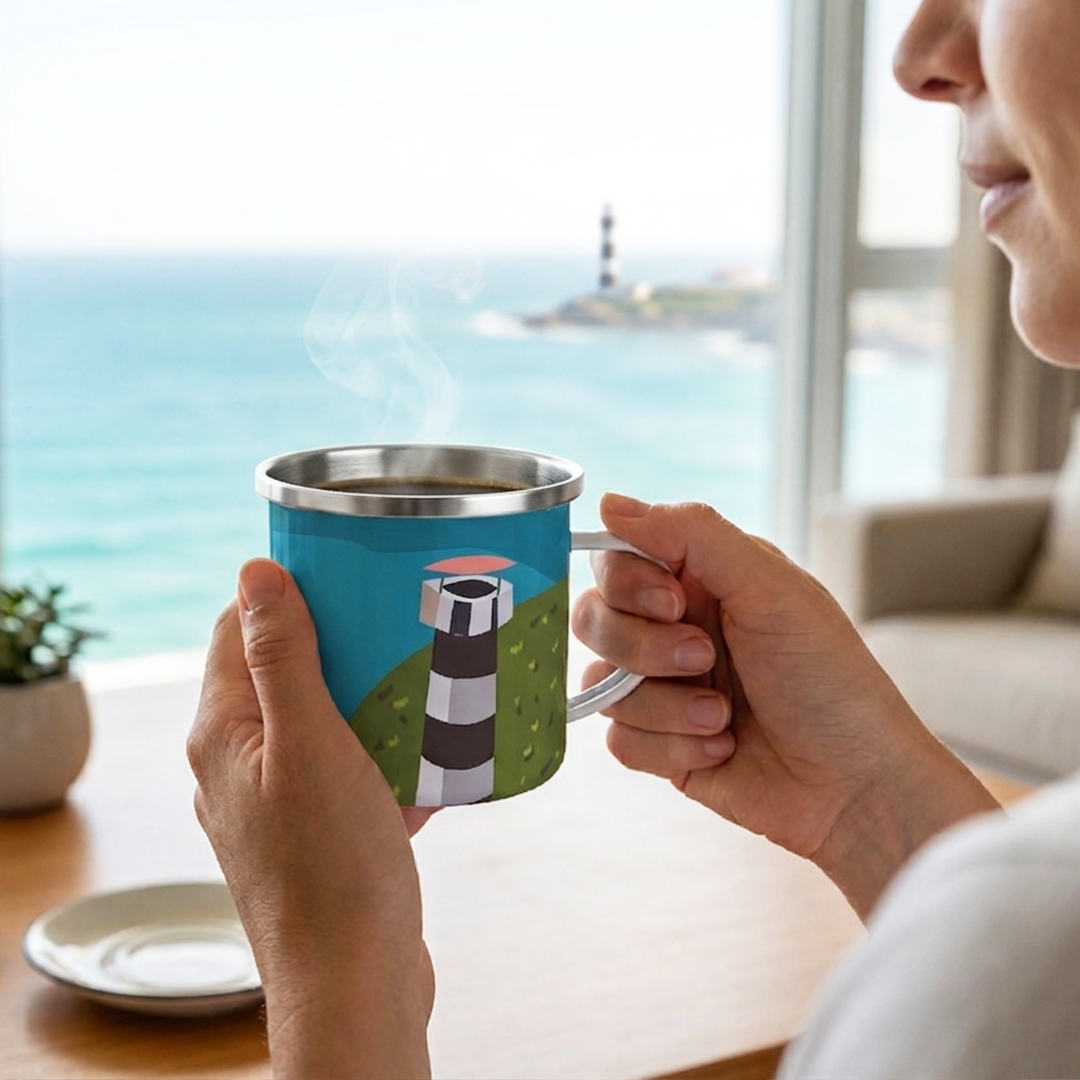 Taza de Peltre Personalizada - Ilustración Puerto La Cruz, Venezuela
