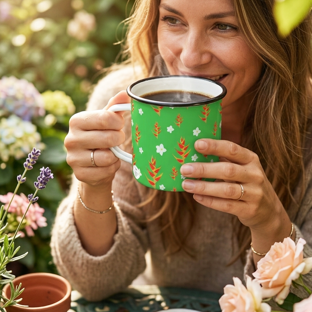 Taza de Peltre  - Ilustración Flores Tropicales Venezuela