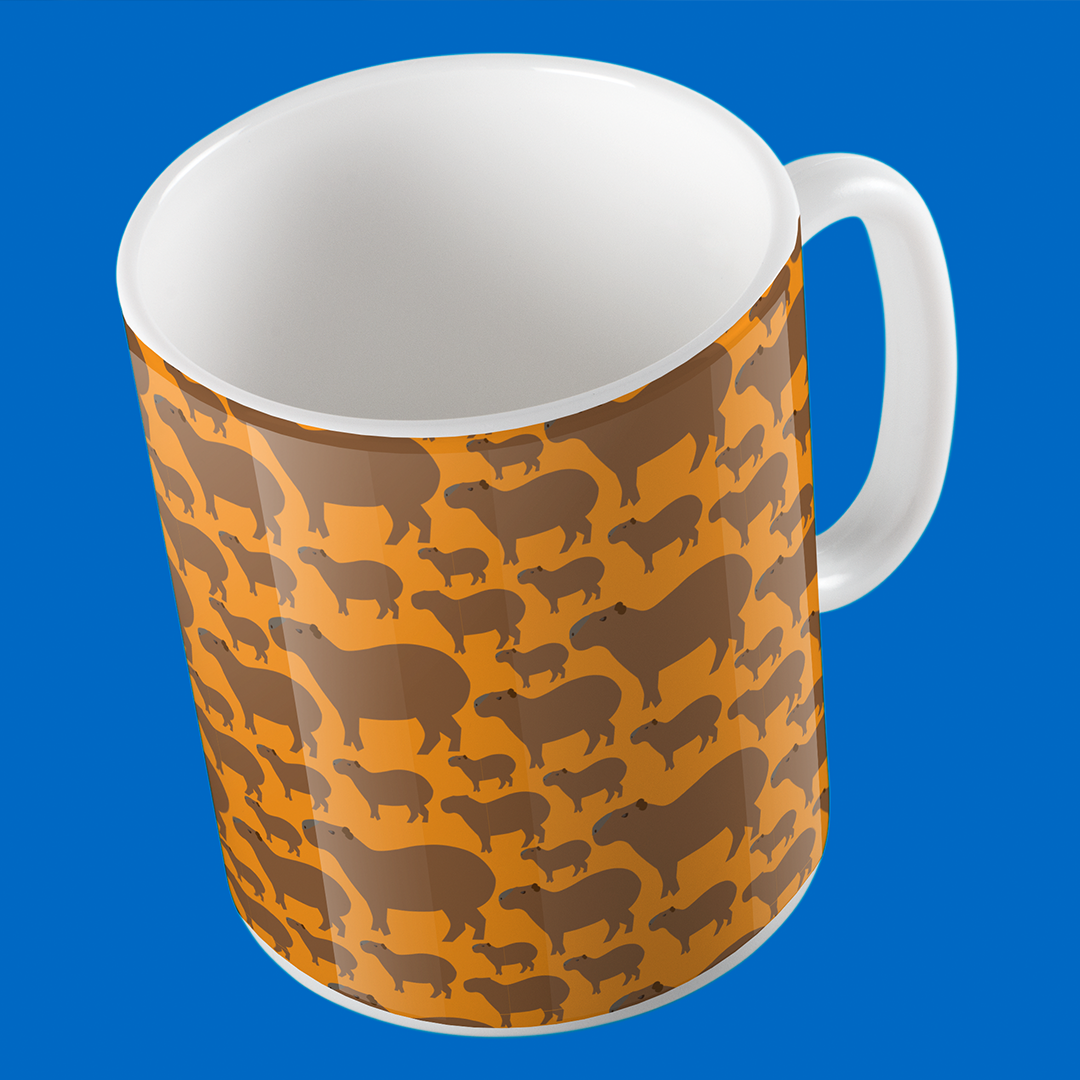 Taza de Cerámica Chigüire Naranja | Diseño Tropical | NaniGraphicart