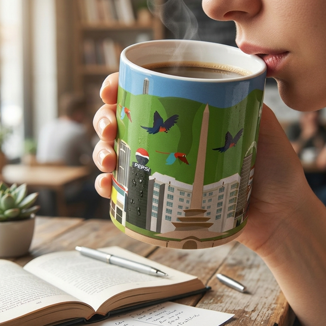Taza de CerámicaTríptico Caraqueño Ilustrado - Cerámica de Colección 11 oz