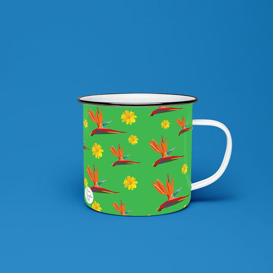 Taza de Peltre Personalizada - Ilustración Ave del Paraíso (Venezuela)