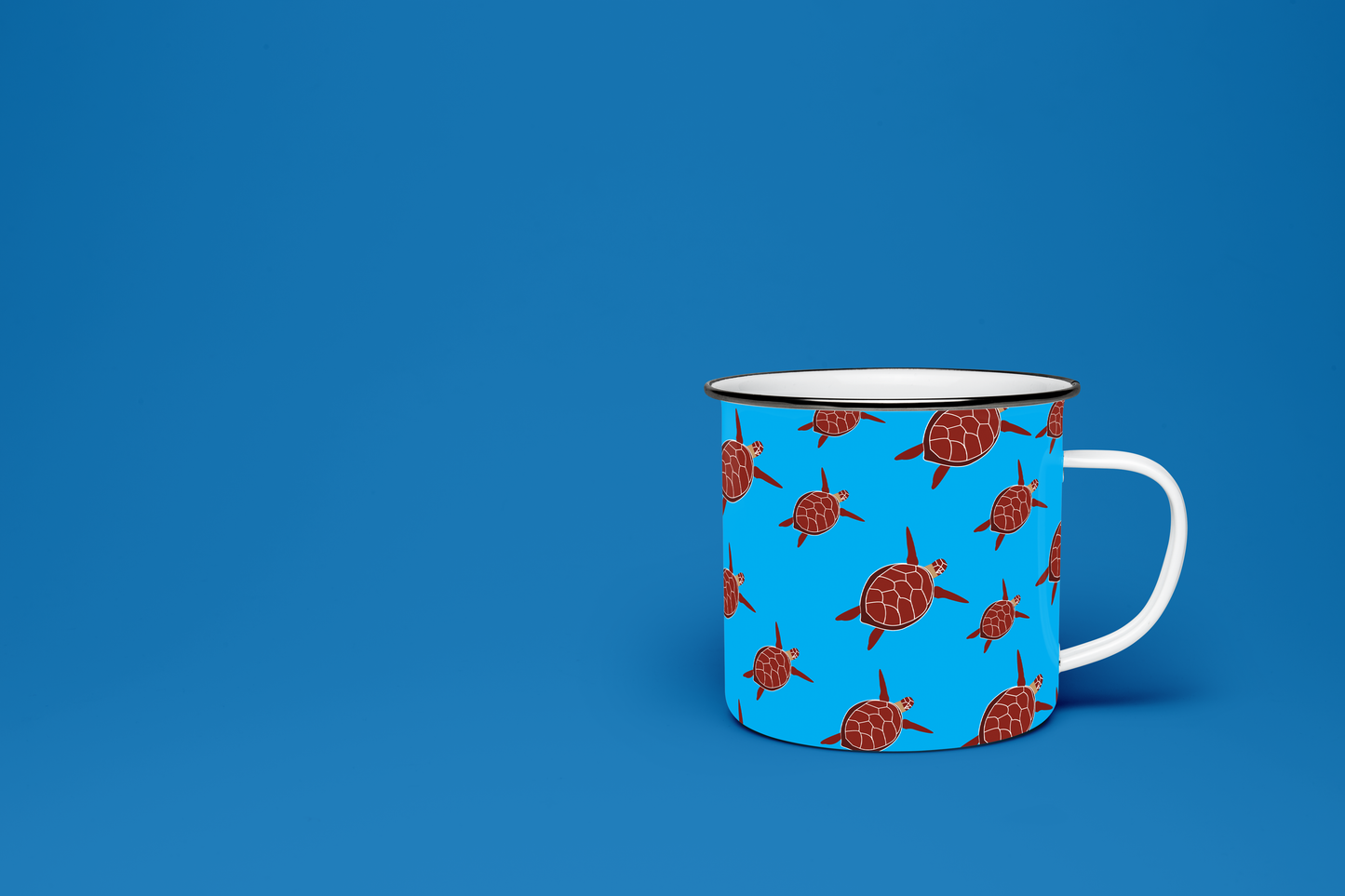 Taza de Peltre "Tortugas Marinas" - Fondo Azul | Regalo Original de Peltre