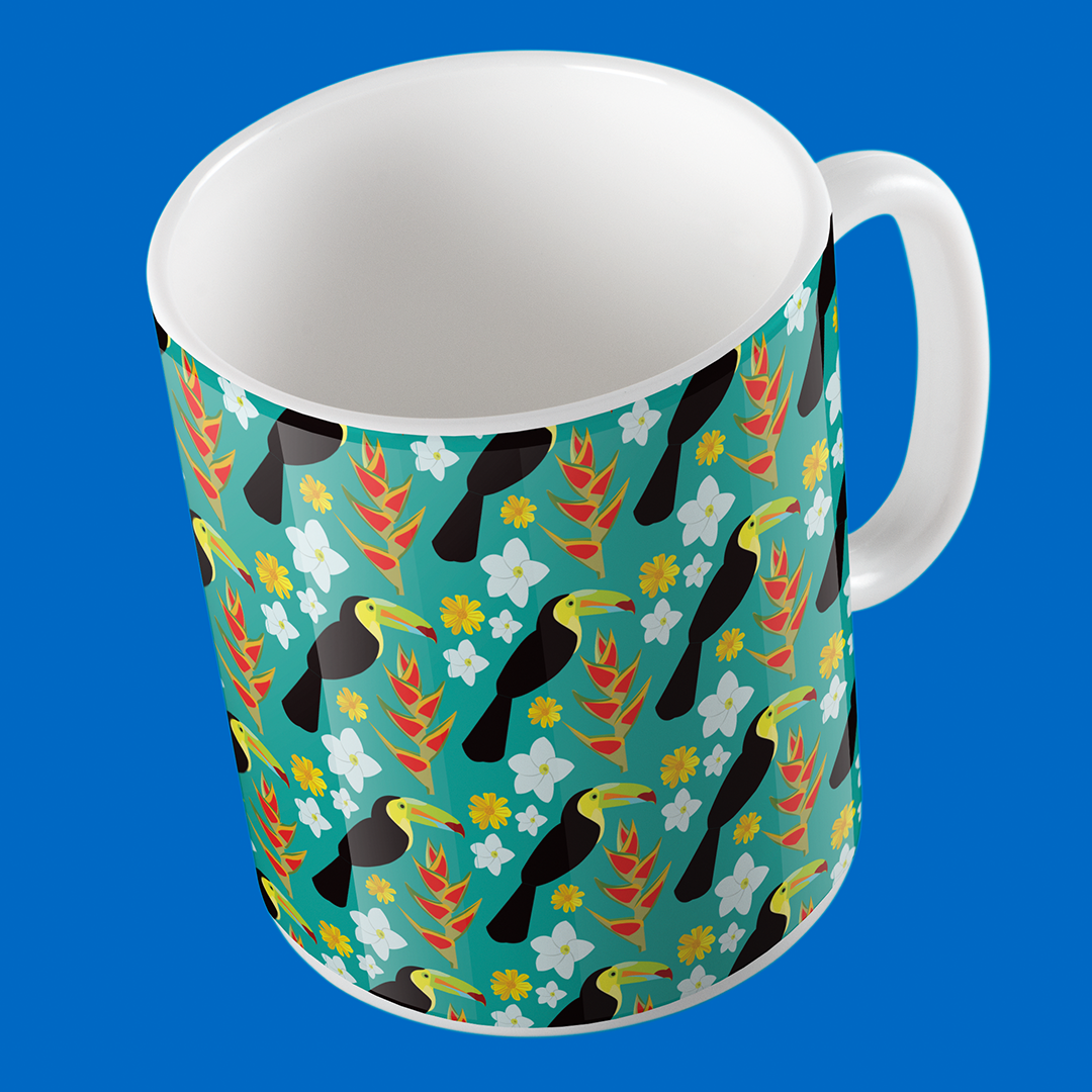 Taza de Cerámica Tucanes  | Diseño Tropical | NaniGraphicart