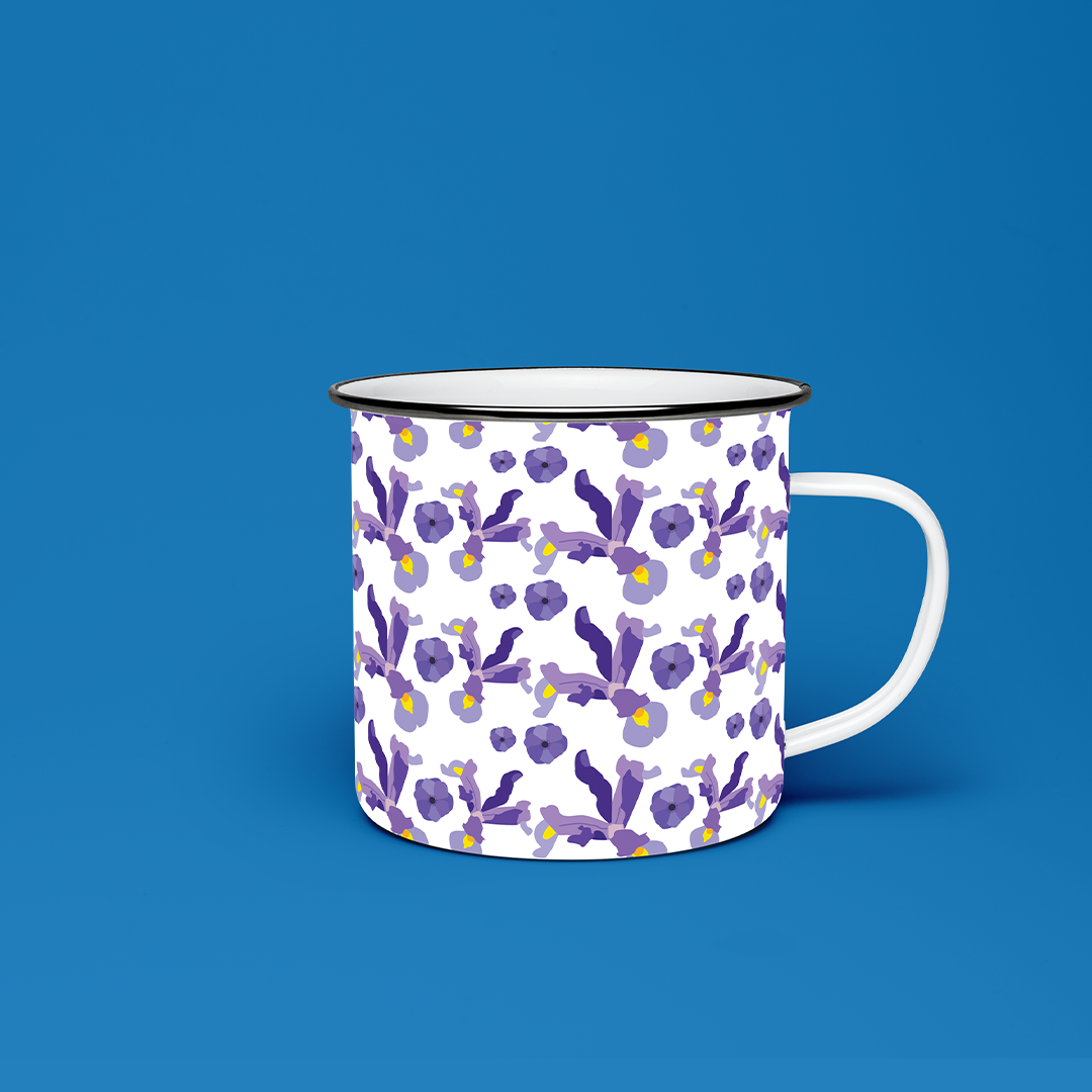 Taza de Peltre Orquídeas - Diseño Botánico Vintage