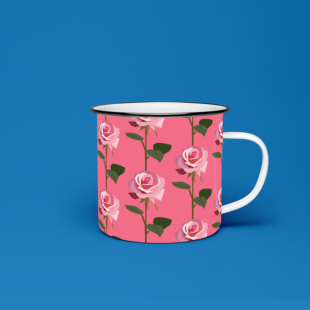 Mug de Peltre Rosas: Tradición Venezolana y Diseño de Autor