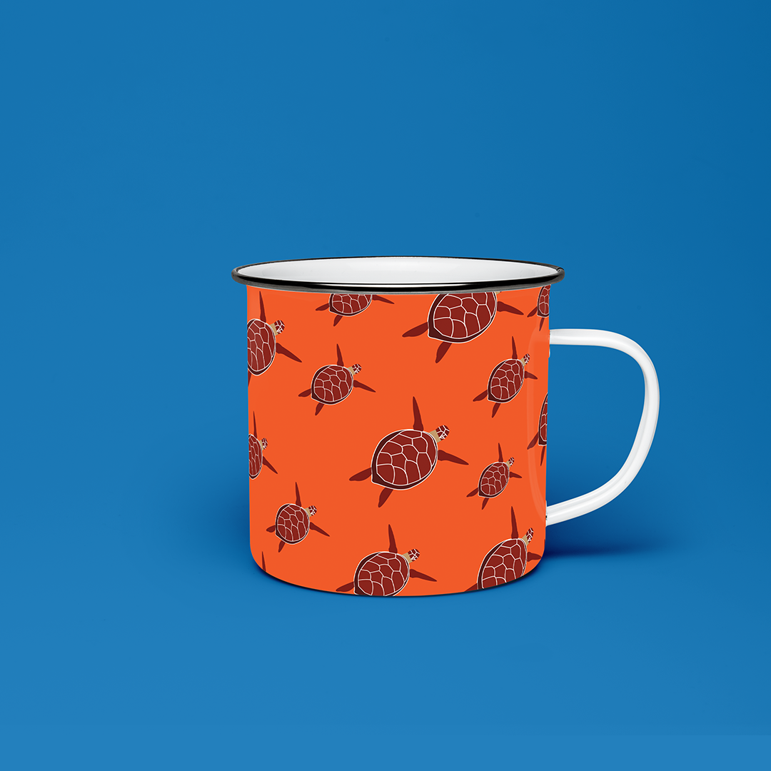 Taza de Peltre Artesanal Colección "Tortugas Carey"