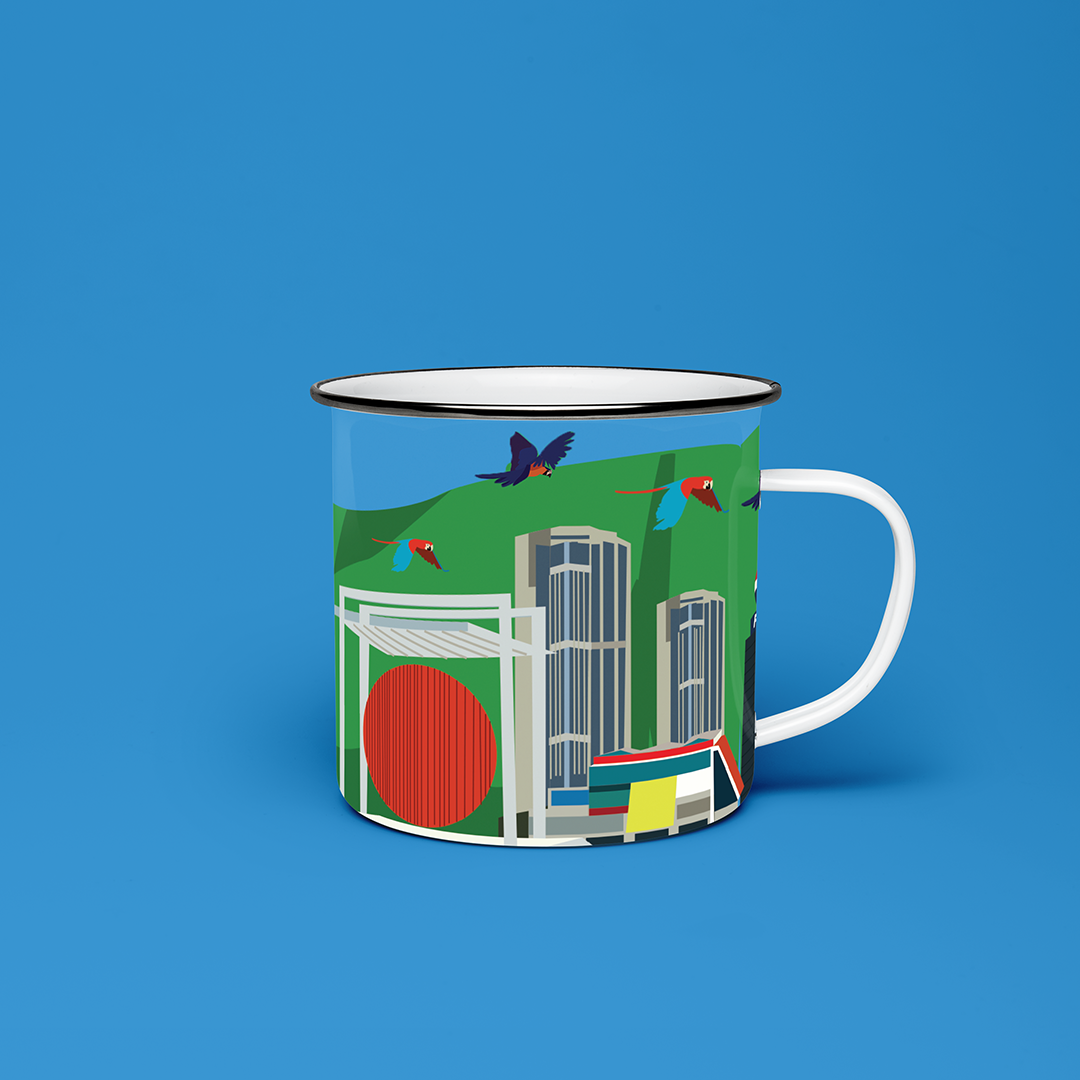 Taza de Peltre Tríptico Caracas | Arte Urbano Venezolano | NaniGraphicart
