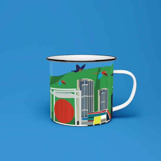 Taza de Peltre Tríptico Caracas | Arte Urbano Venezolano | NaniGraphicart