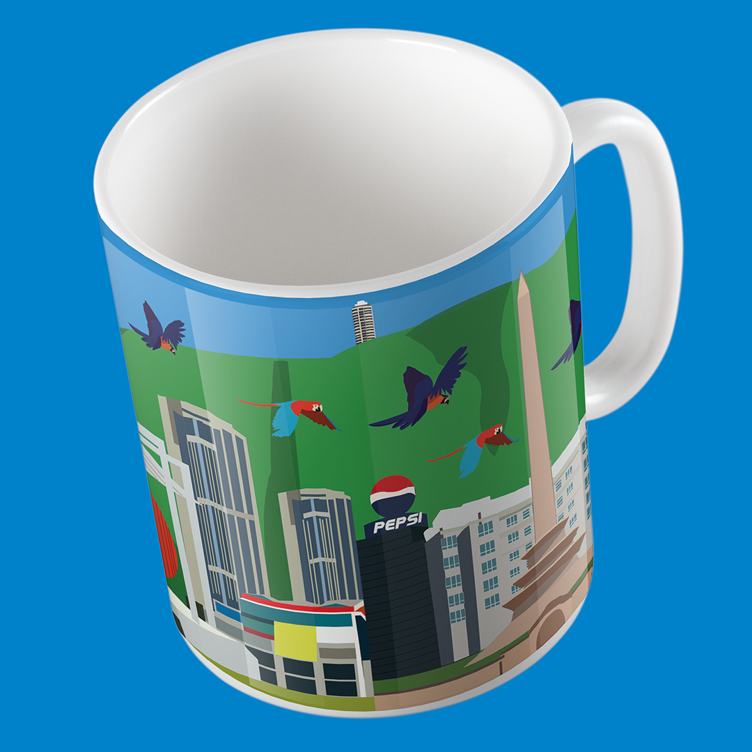 Taza de CerámicaTríptico Caraqueño Ilustrado - Cerámica de Colección 11 oz