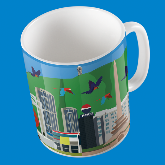 Taza de CerámicaTríptico Caraqueño Ilustrado - Cerámica de Colección 11 oz