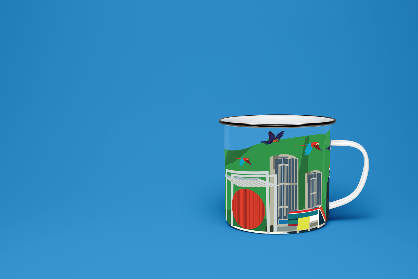 Taza de Peltre Tríptico Caracas | Arte Urbano Venezolano | NaniGraphicart