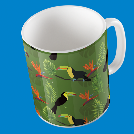 Taza de Cerámica Estilo Tropical: Diseño de Autor Exclusivo